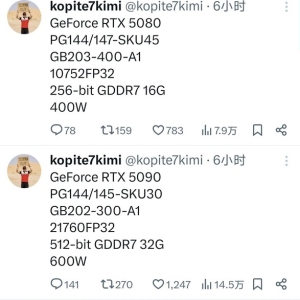 涨价不可制止！RTX 5090、5080规格完备曝光：英伟达强行拉大差距 ...